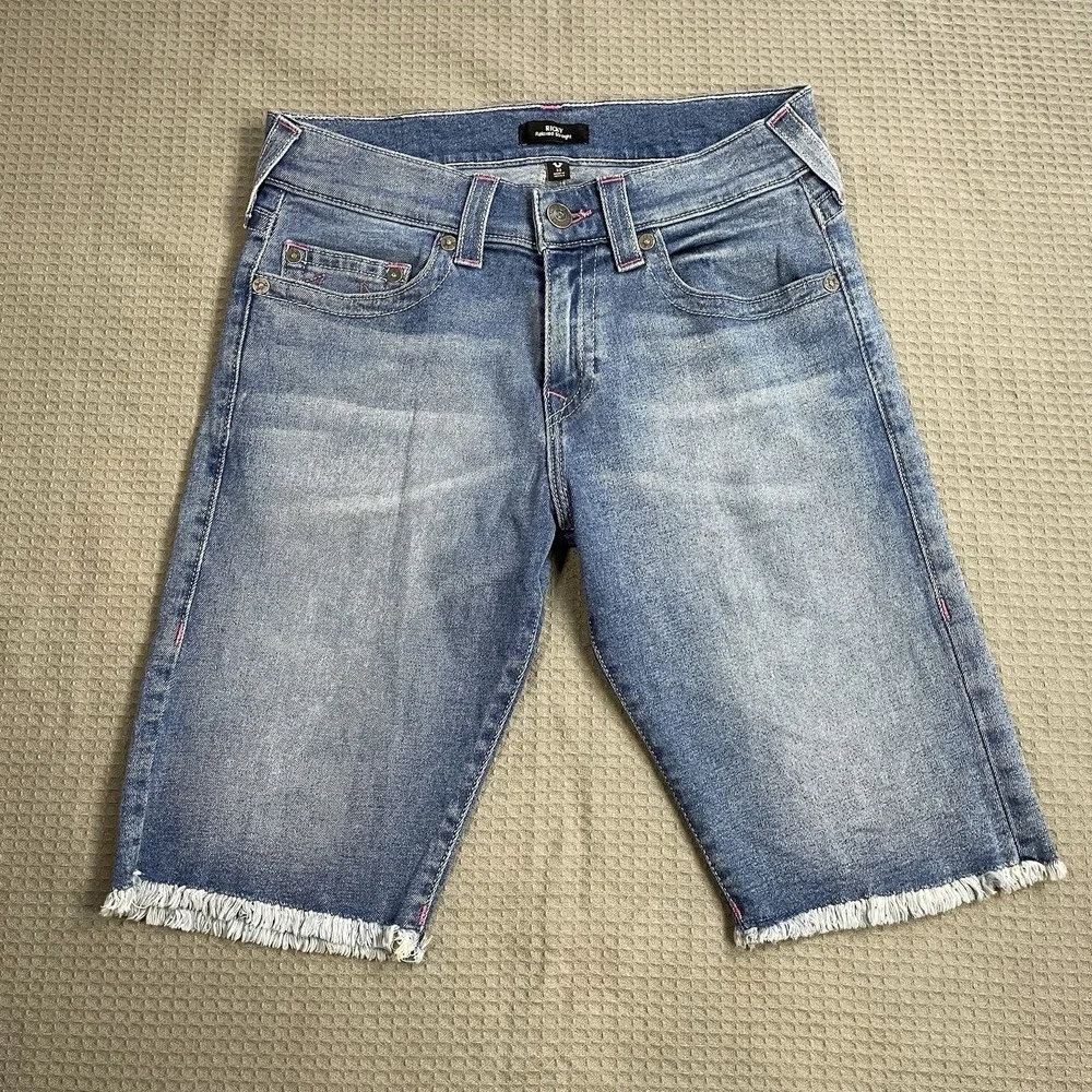 True Religion Ricky Jorts Jean Shorts 32 Men's Relaxed Straight BCA Pink Accents